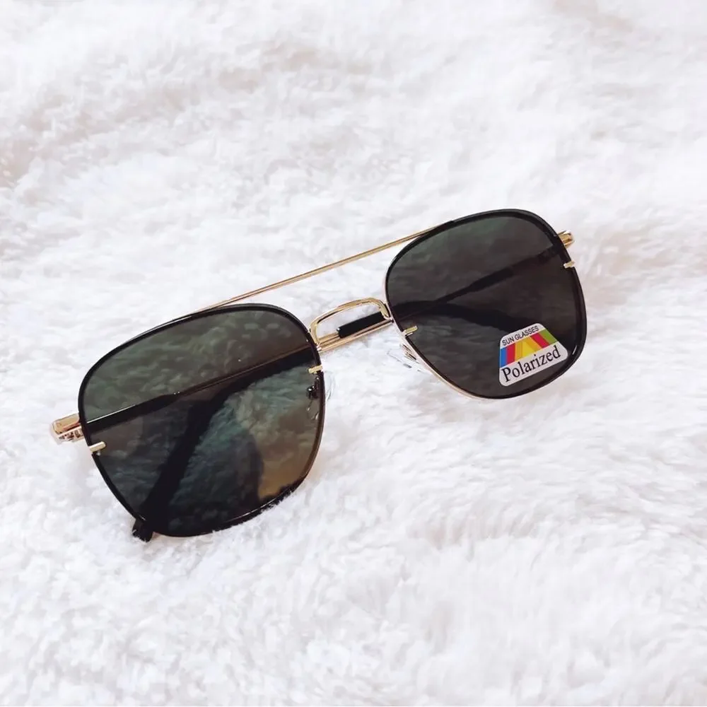 Leo Rose Gold & Green Lenses Polarized Sunglasses